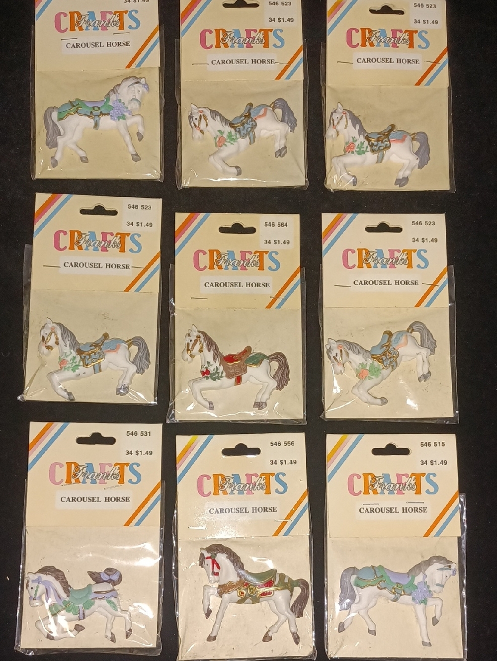 Crafts Carousel Horse Embellishments - White with Multicolor Accents